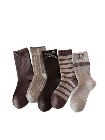 Rufia - Bow Detail Mixed Pattern Crew Socks