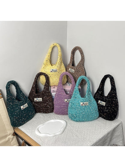 Cosbai - Colorful Knit Shoulder Tote Bag