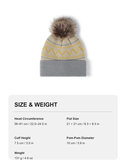 Haila - Chevron Stripe Pom-Pom Cuffed Beanie