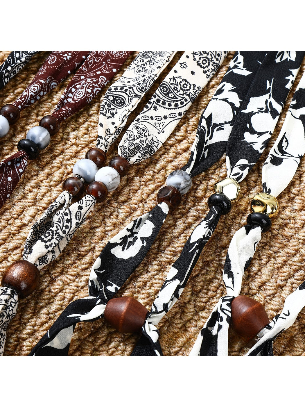 Scarvii - Retro Paisley Beaded Narrow Scarf