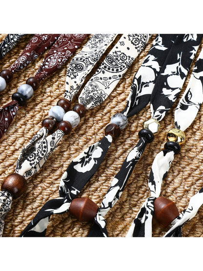 Scarvii - Retro Paisley Beaded Narrow Scarf
