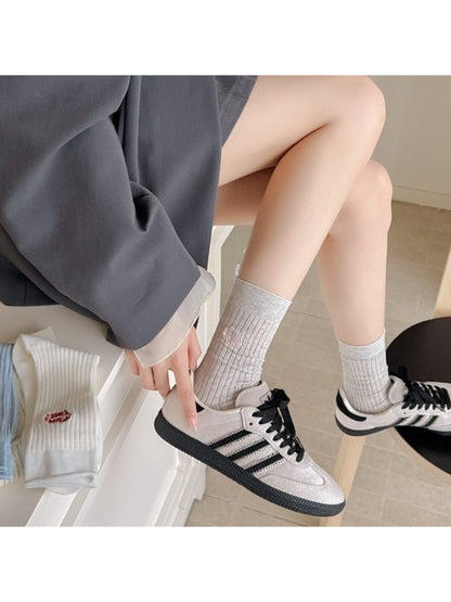 Rufia - FUN TIME Letter Embroidery Crew Socks