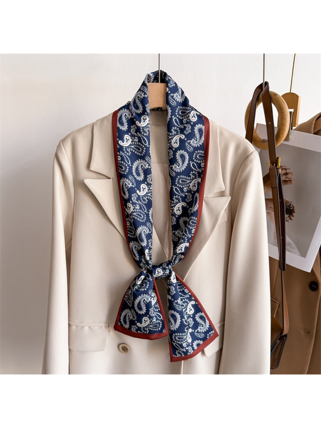 Scarvii - Paisley Border Skinny Scarf