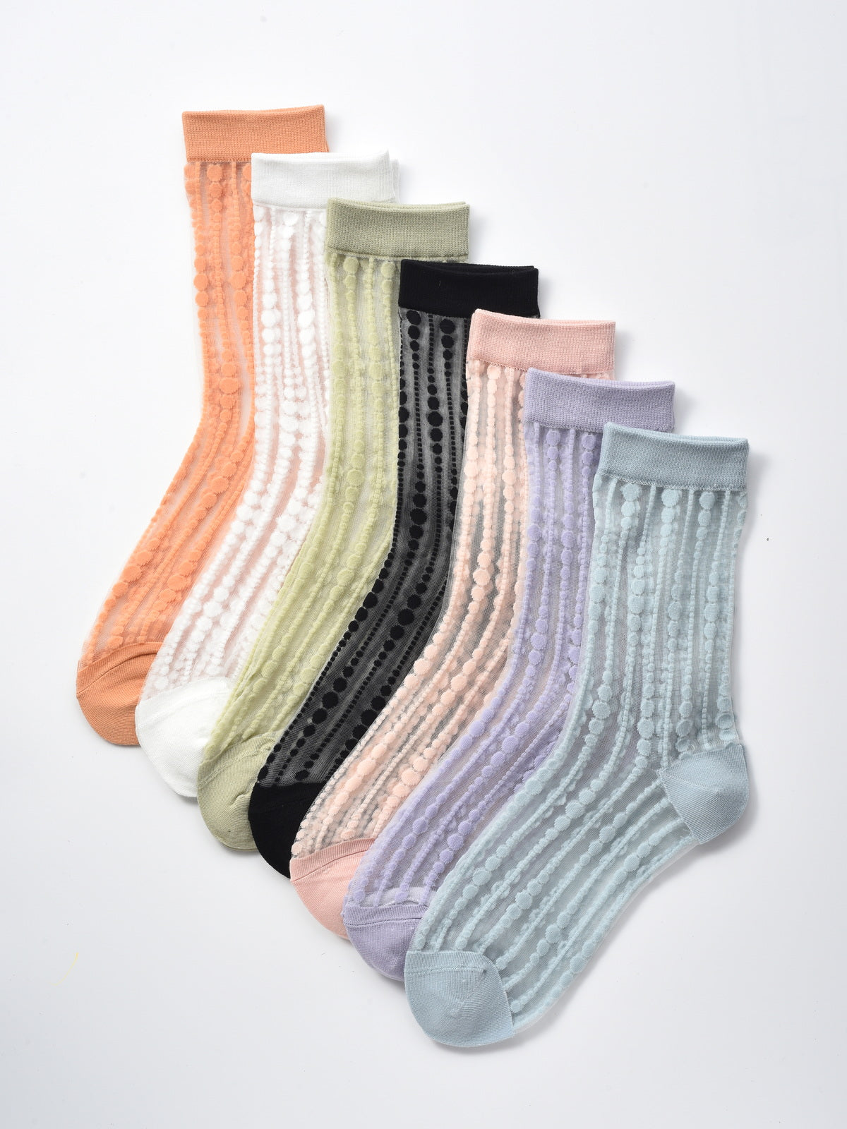 Rufia - Polka Dot & Striped Sheer Crew Socks