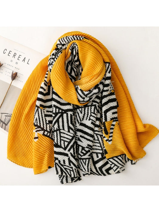 Scarvii - Yellow Zebra Print Crinkle Scarf