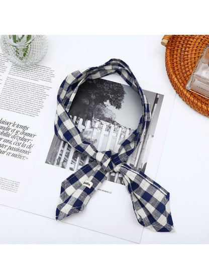 Scarvii - Geometric Check Tie-End Triangle Bandana