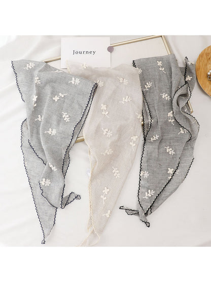 Scarvii - Floral Striped Retro Style Triangle Bandana