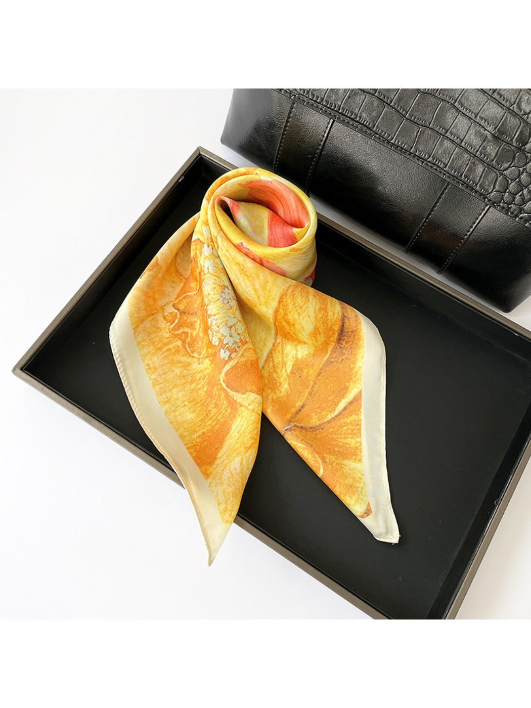 Scarvii - Bold Floral Print Square Scarf
