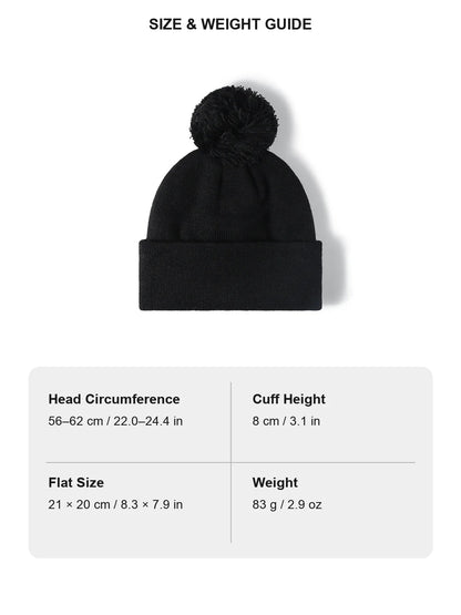 Haila - Plush Lined Pom Cuffed Knit Beanie