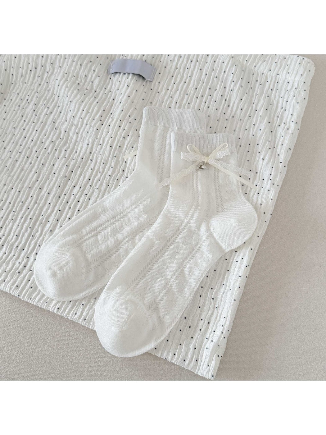 Rufia - White Decorative Bow Crew Socks