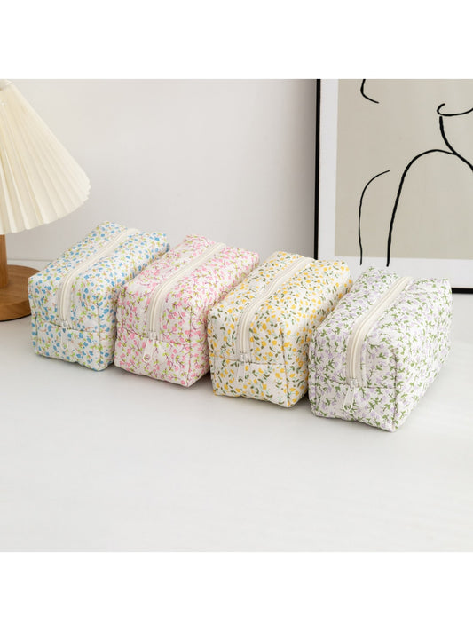 Cosbai - Fresh Style Floral Printed Cosmetic Organizer Bag