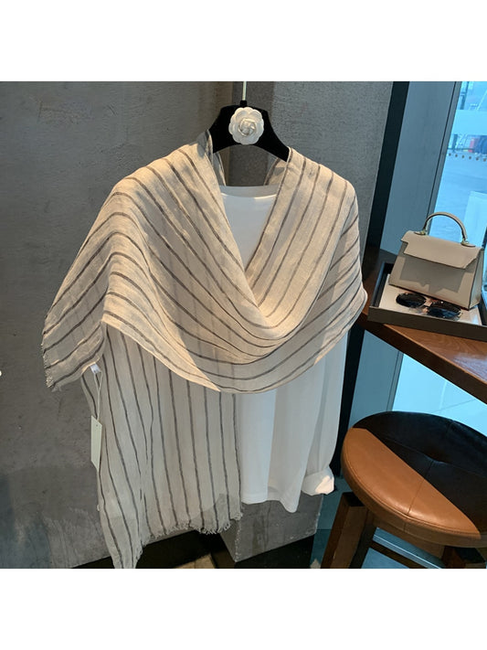 Scarvii - Minimalist Vertical Striped Print Scarf