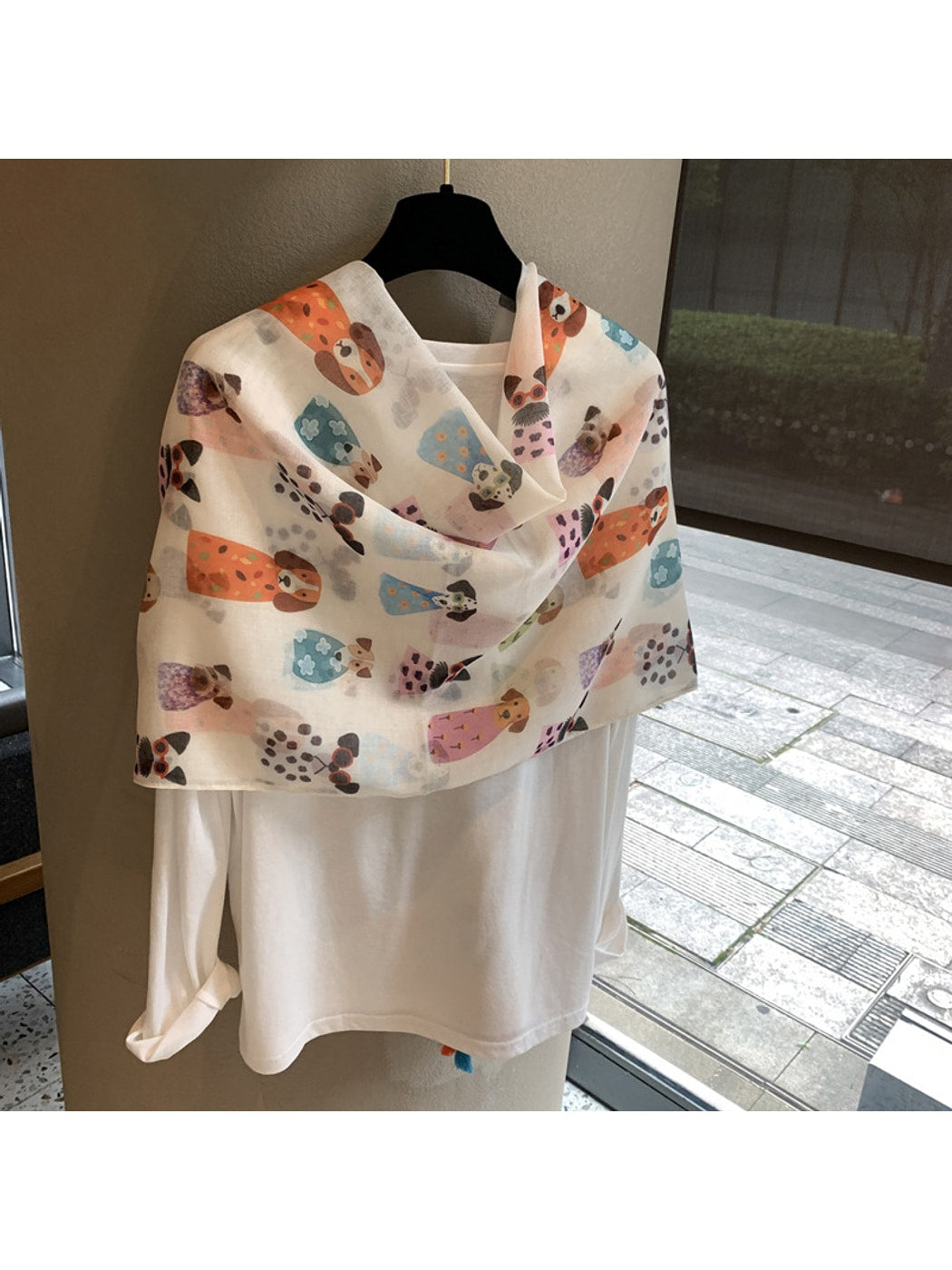 Scarvii - Cartoon Animal Print Long Rectangle Shawl