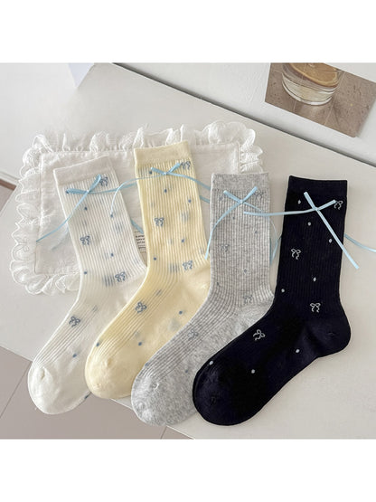 Rufia - Bow and Polka Dot Crew Socks
