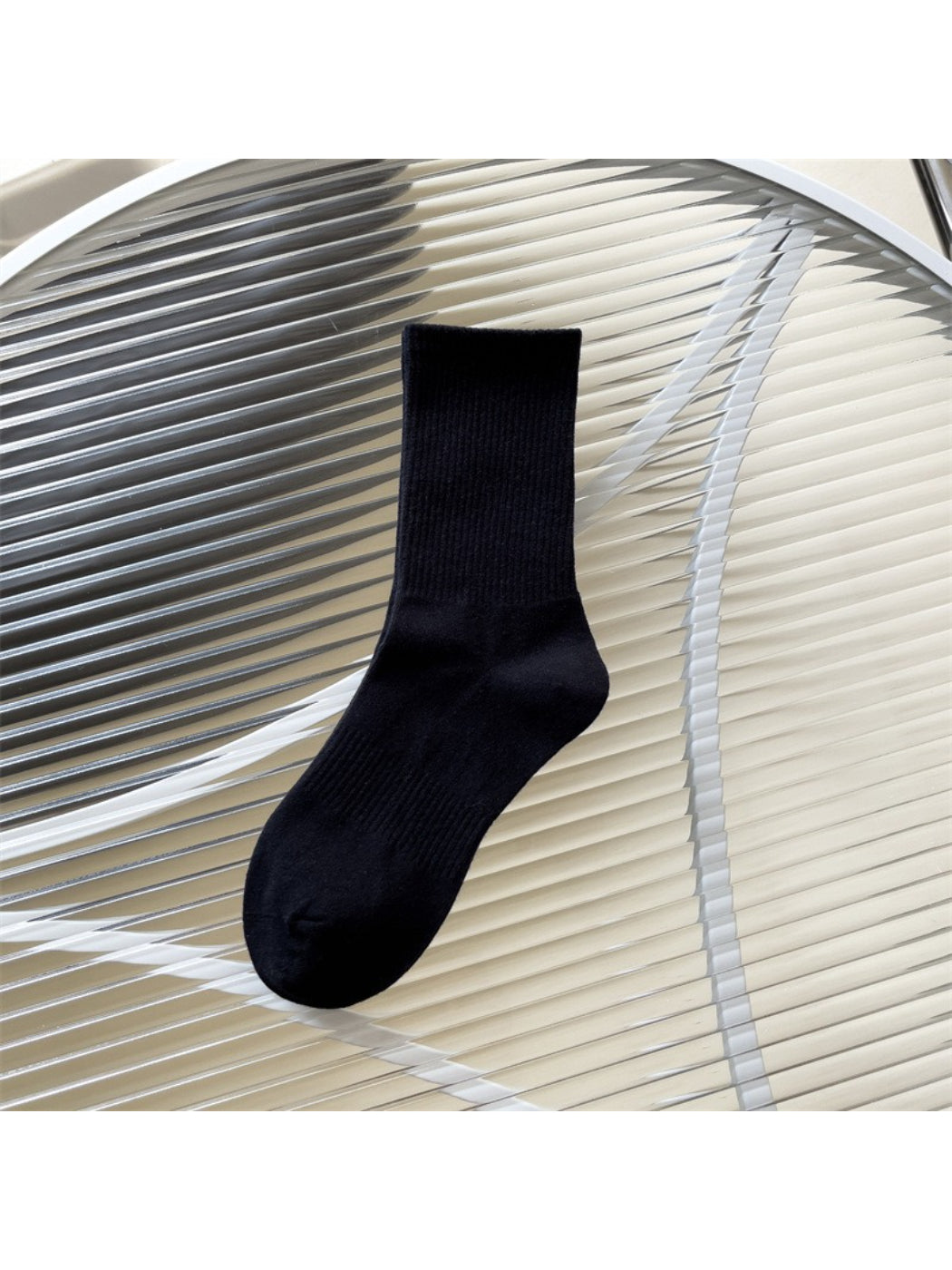 Rufia - Solid Ribbed Knit Crew Socks