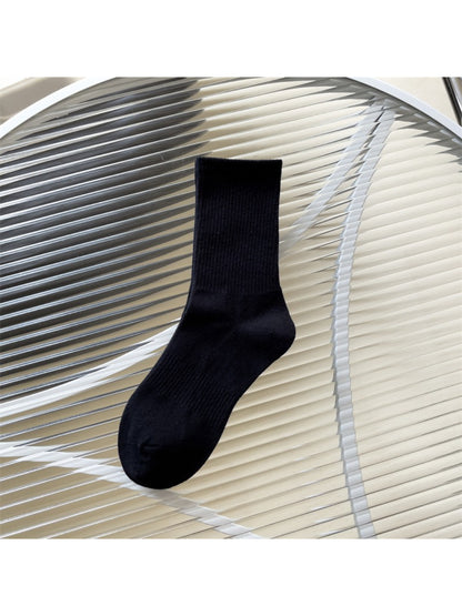 Rufia - Solid Ribbed Knit Crew Socks