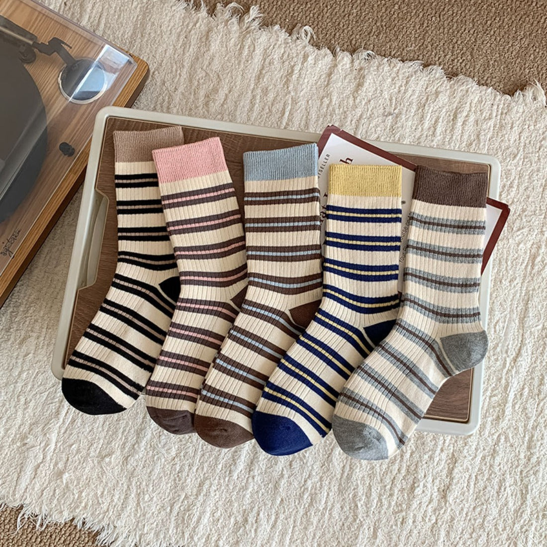 Rufia - Striped Women's Socks for Fall & Winter