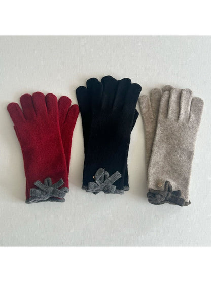 Gloving - Cute Knitted Gloves with Bow & Touchscreen