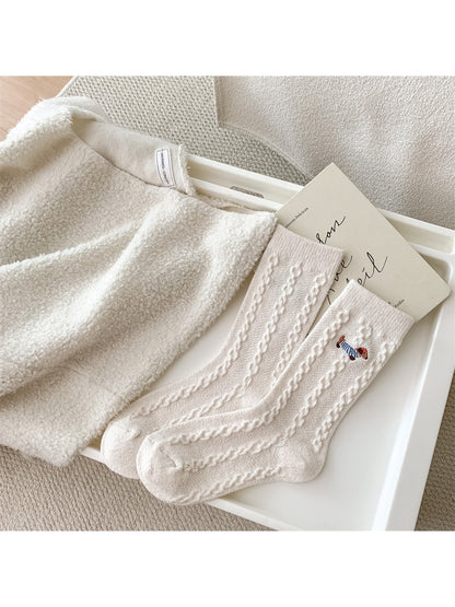 Rufia - Cute Dachshund Motif Knit Crew Socks