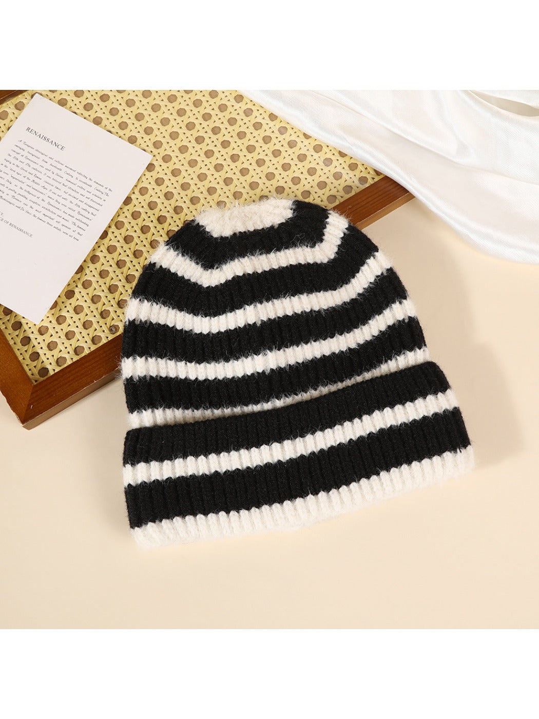 Haila - Women's Striped Color Block Beanie