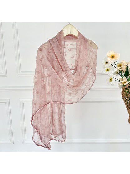 Scarvii - Bow Textured Long Wrap Fashion Scarf