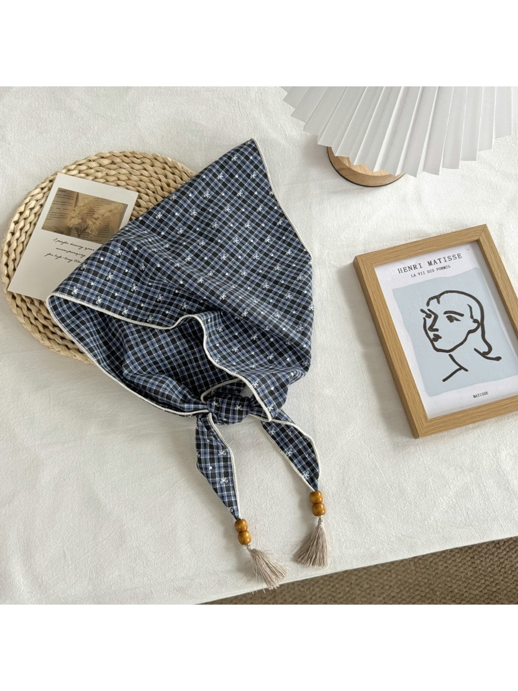 Scarvii - Floral Plaid Pattern Triangle Scarf