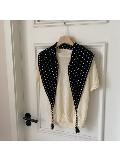 Scarvii - Polka Dot Tassel Triangle Scarf