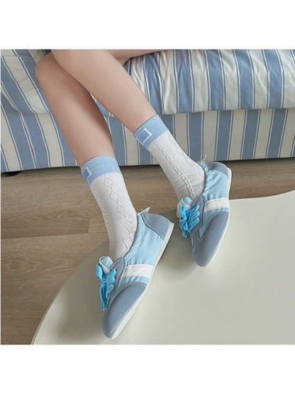 Rufia - Retro Simple Argyle Patchwork Mid-Calf Socks