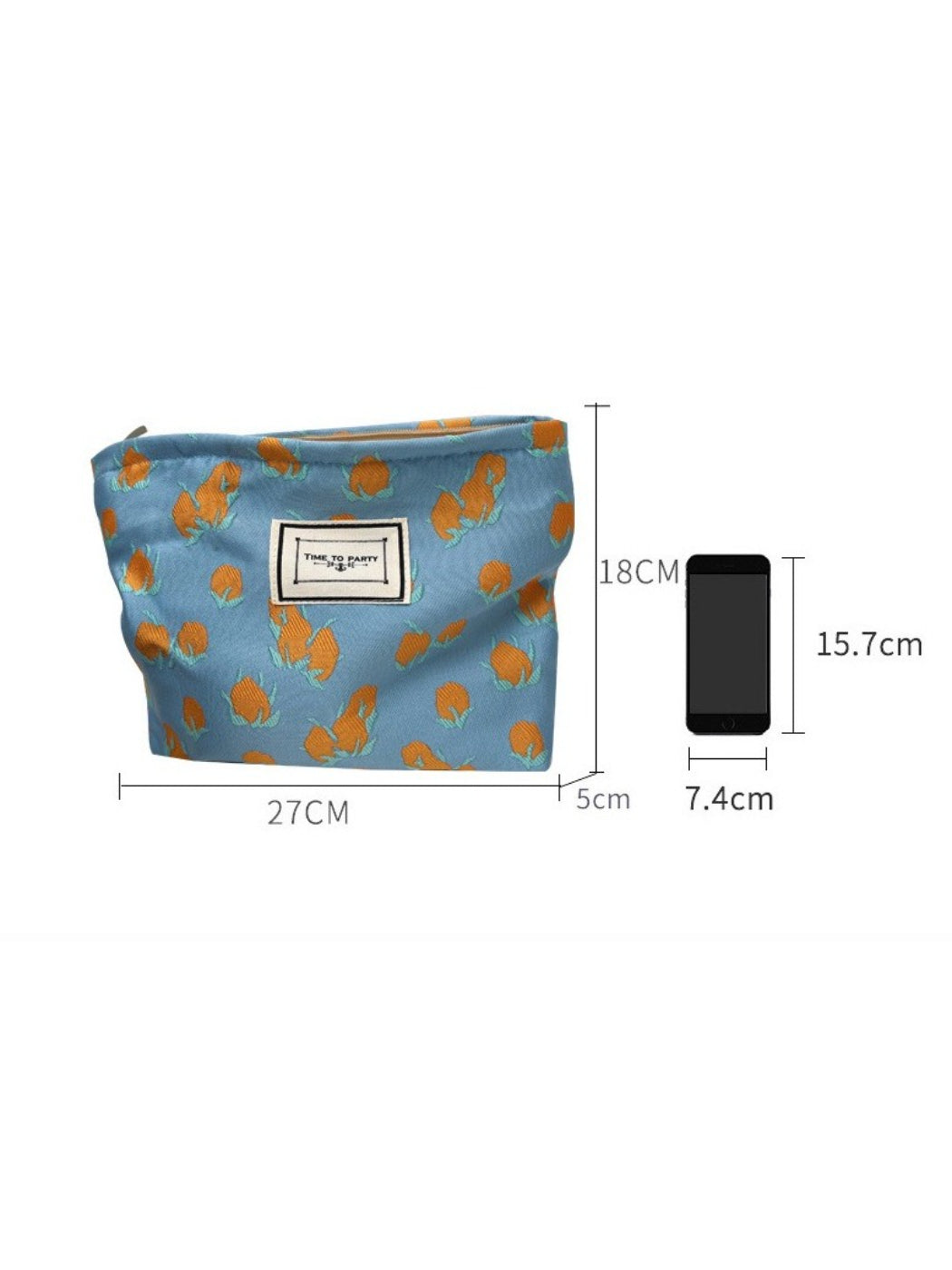 Cosbai - Vintage Rose Print Zipper Pouch