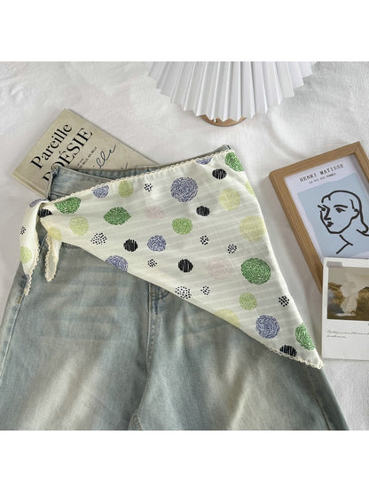 Scarvii - Fairytale Swirl Dot Print Triangle Scarf