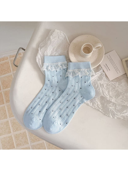 Rufia - Women's Polka Dot Lace Trim Socks