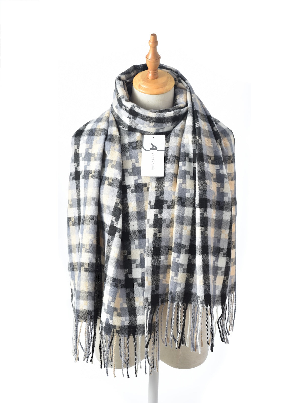 Scarvii – Pixel Plaid Fringe Scarf