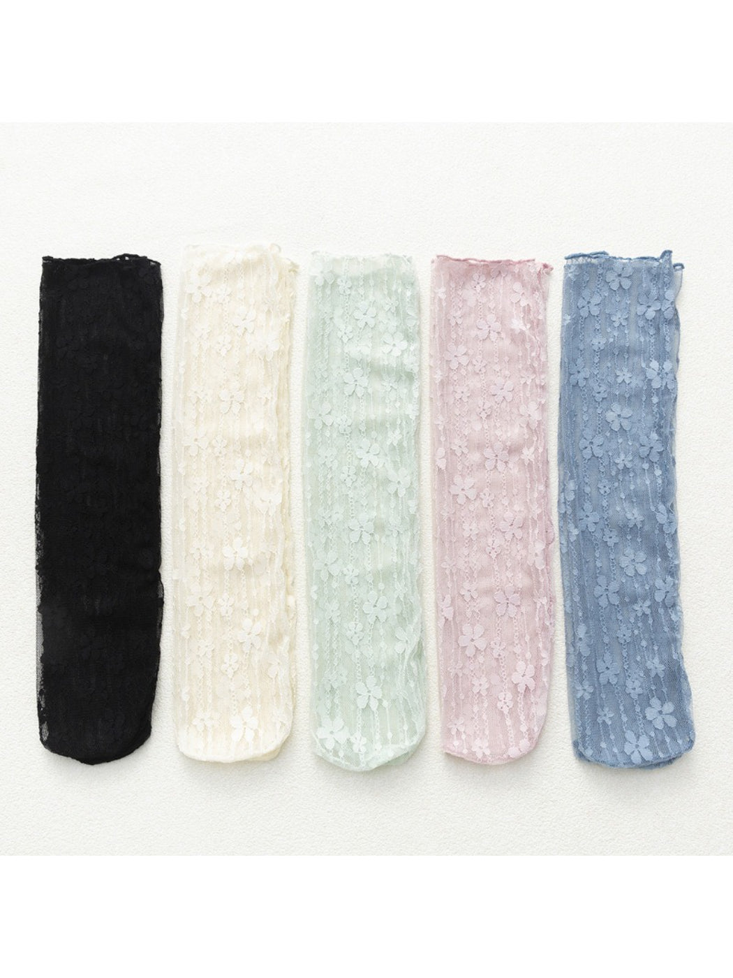 Rufia - Candy Stripe Floral Lace Sheer Socks