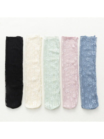 Rufia - Candy Stripe Floral Lace Sheer Socks