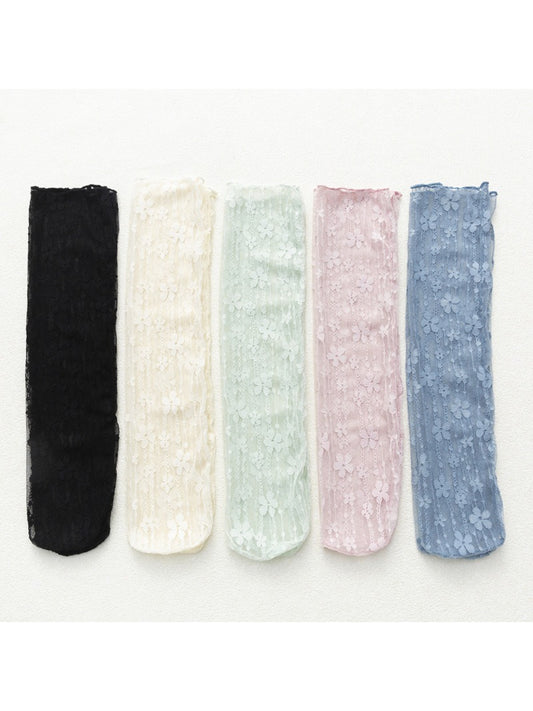Rufia - Candy Stripe Floral Lace Sheer Socks