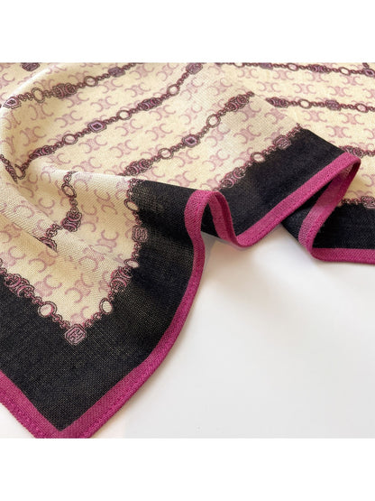 Scarvii - Retro Chain Print Border Square Scarf