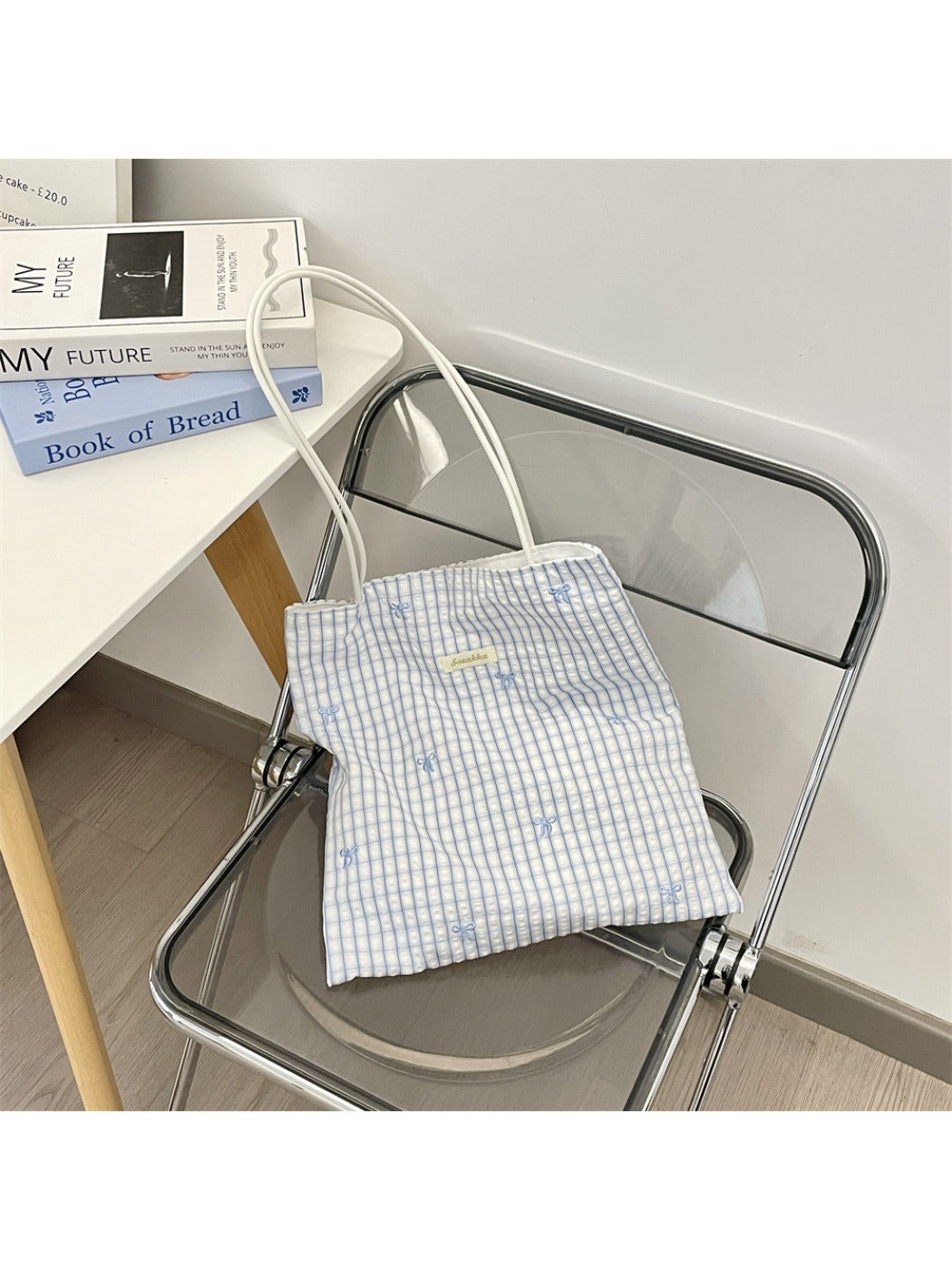 Cosbai – Sweet Gingham Shoulder Tote Bag