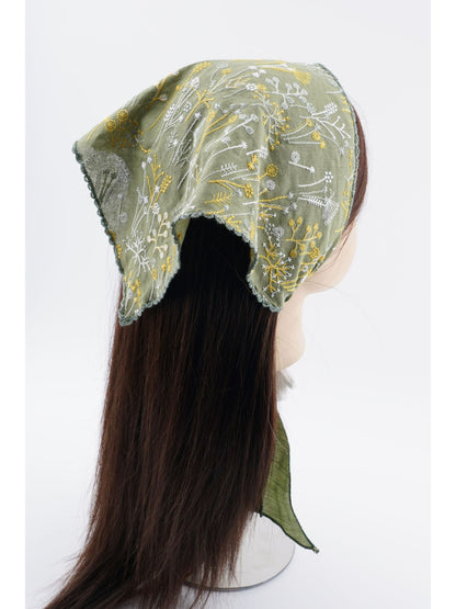 Scarvii - Botanical Embroidery Headscarf