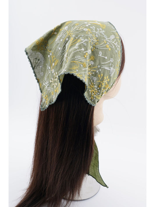 Scarvii - Botanical Embroidery Headscarf