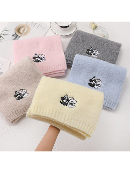 Scarvii Grey Scarf with Dog Embroidery
