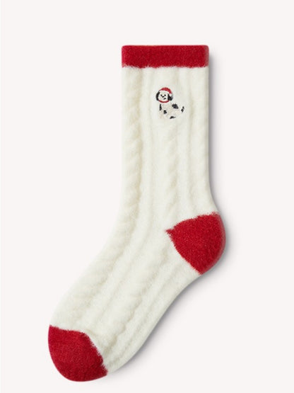 Rufia - Red & White Christmas Vibe Mid-Calf Socks