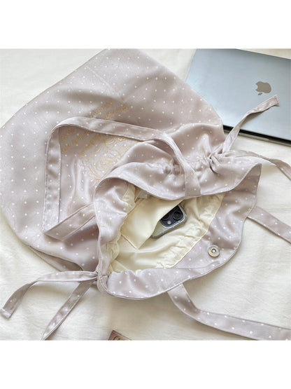 Top view of Cosbai drawstring shoulder bag highlighting closure mechanism
