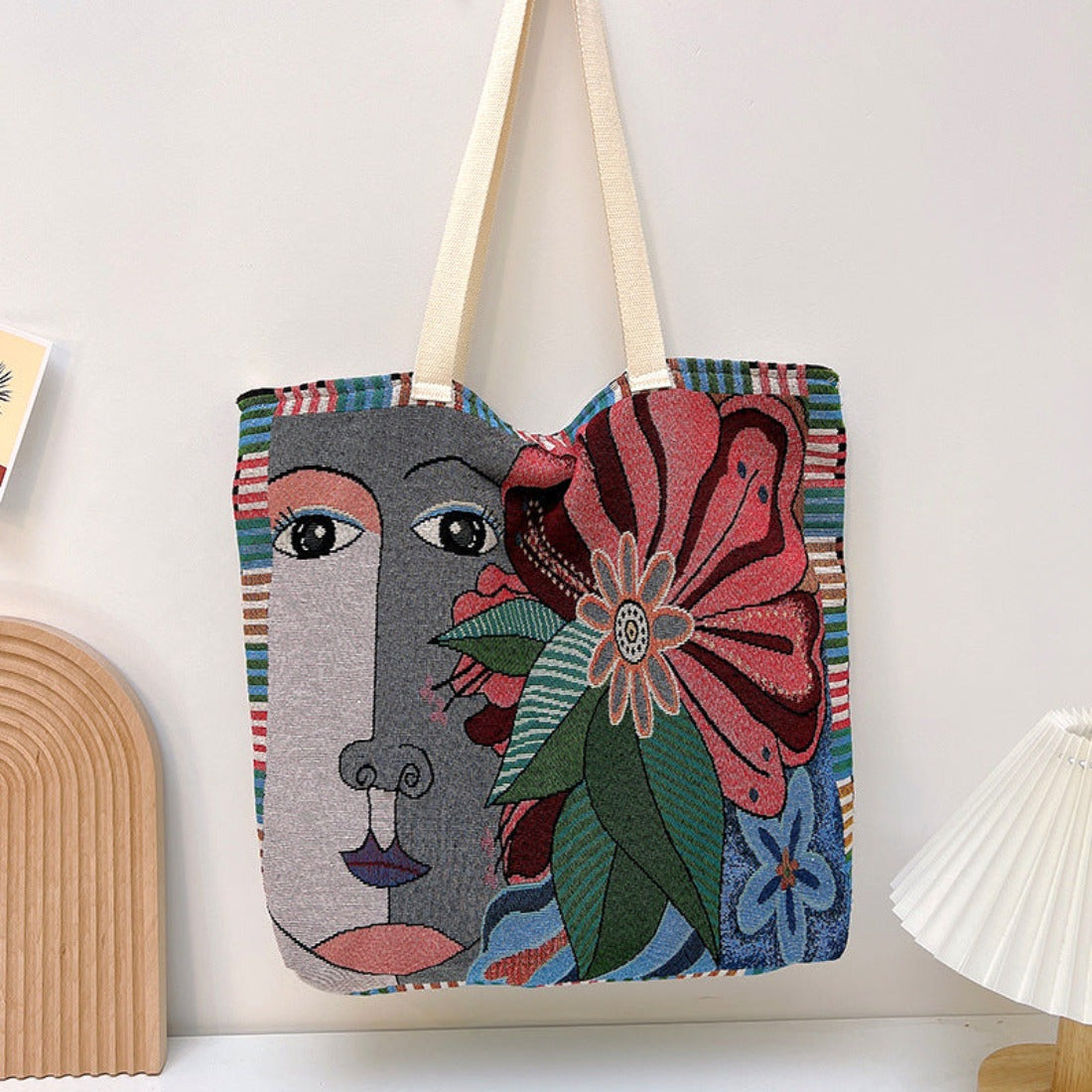 Cosbai - Large Capacity Embroidered Tote Bag