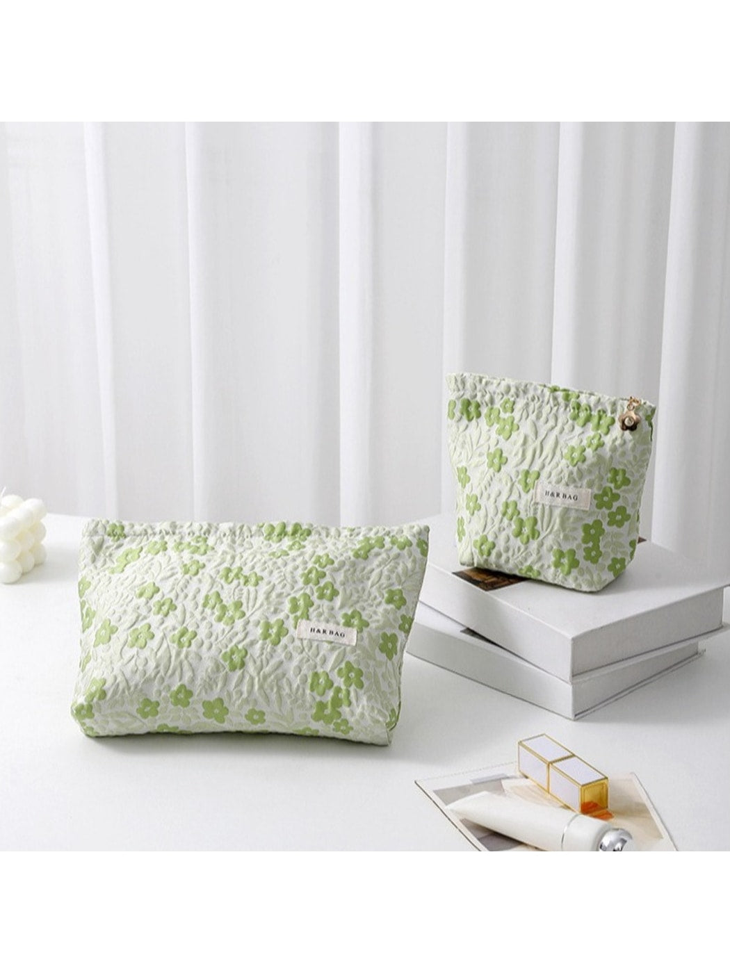 Cosbai - Light Green Floral Toiletry Organizer Bag