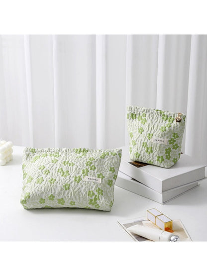 Cosbai - Light Green Floral Toiletry Organizer Bag