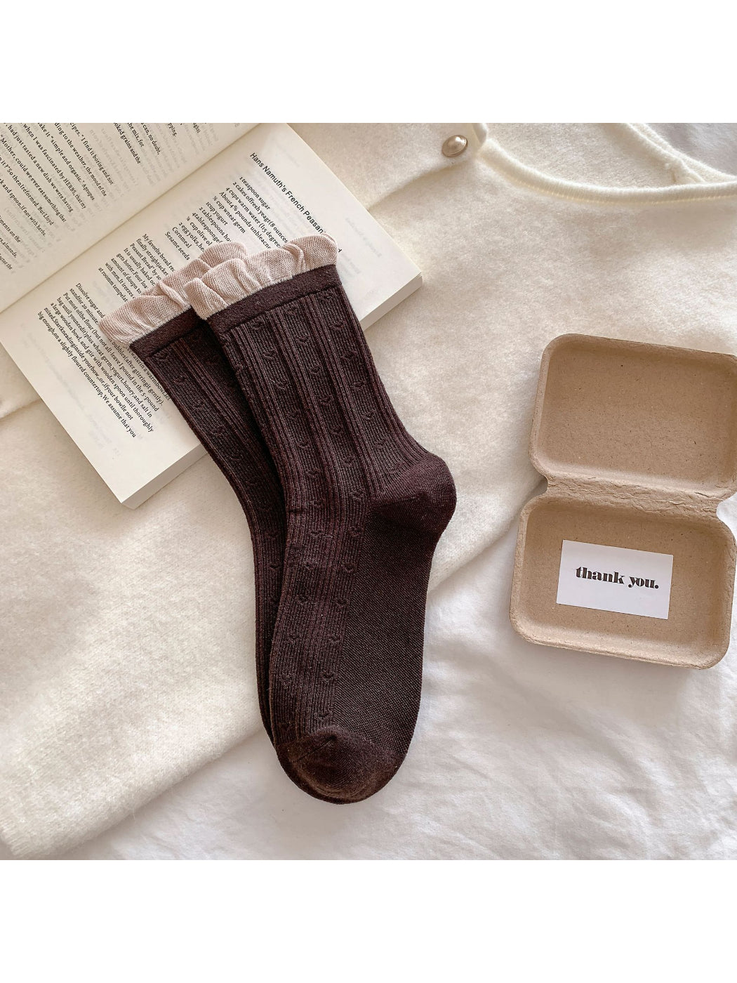 Rufia - Textured Ruffle Cuff Crew Socks product image 9