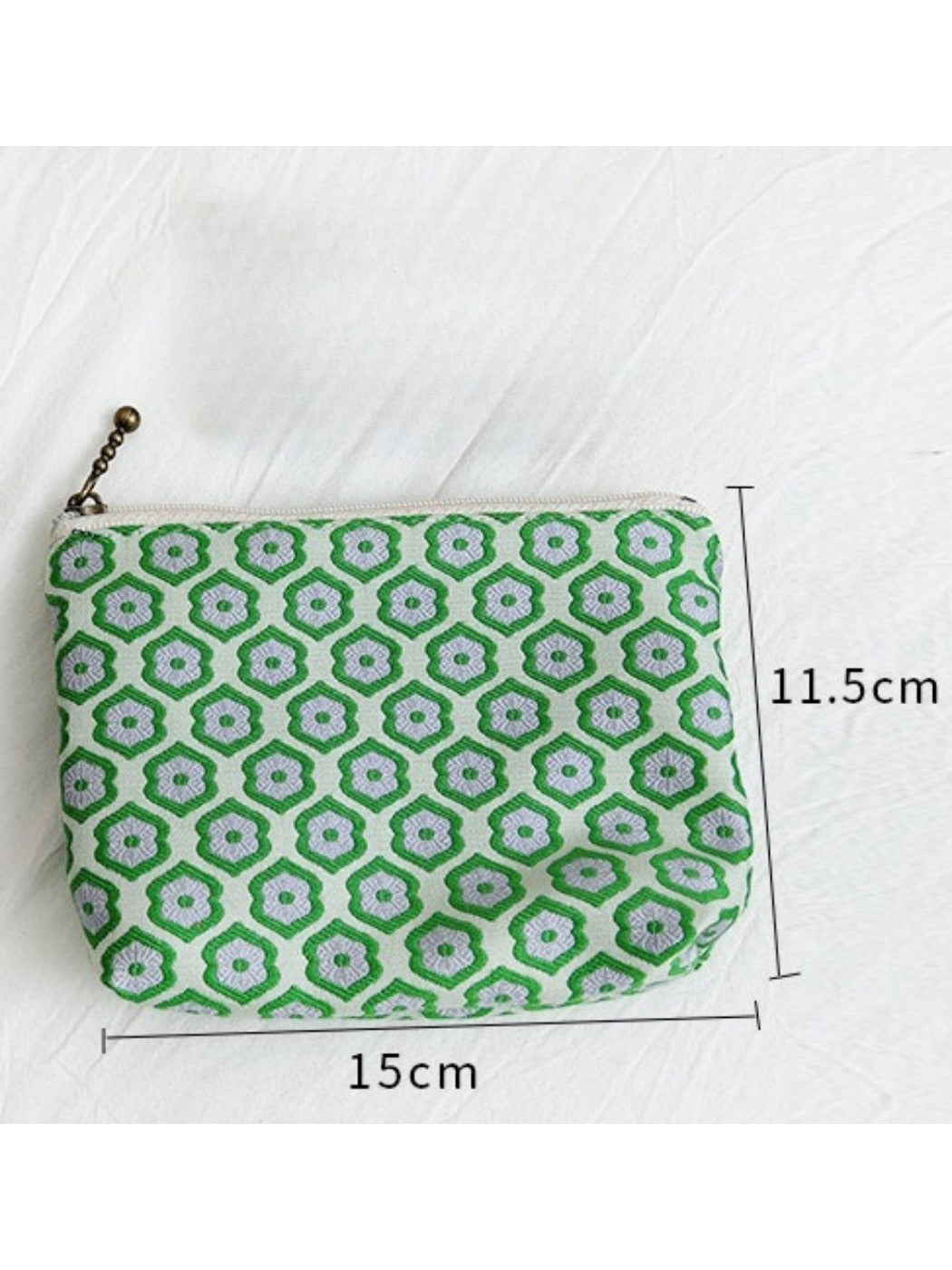 Cosbai - Floral Print Pouch Bag with Zipper - Practical & Lovely