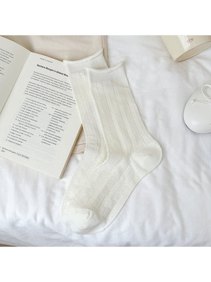 Rufia - Women's Minimal Mesh Knit Crew Socks