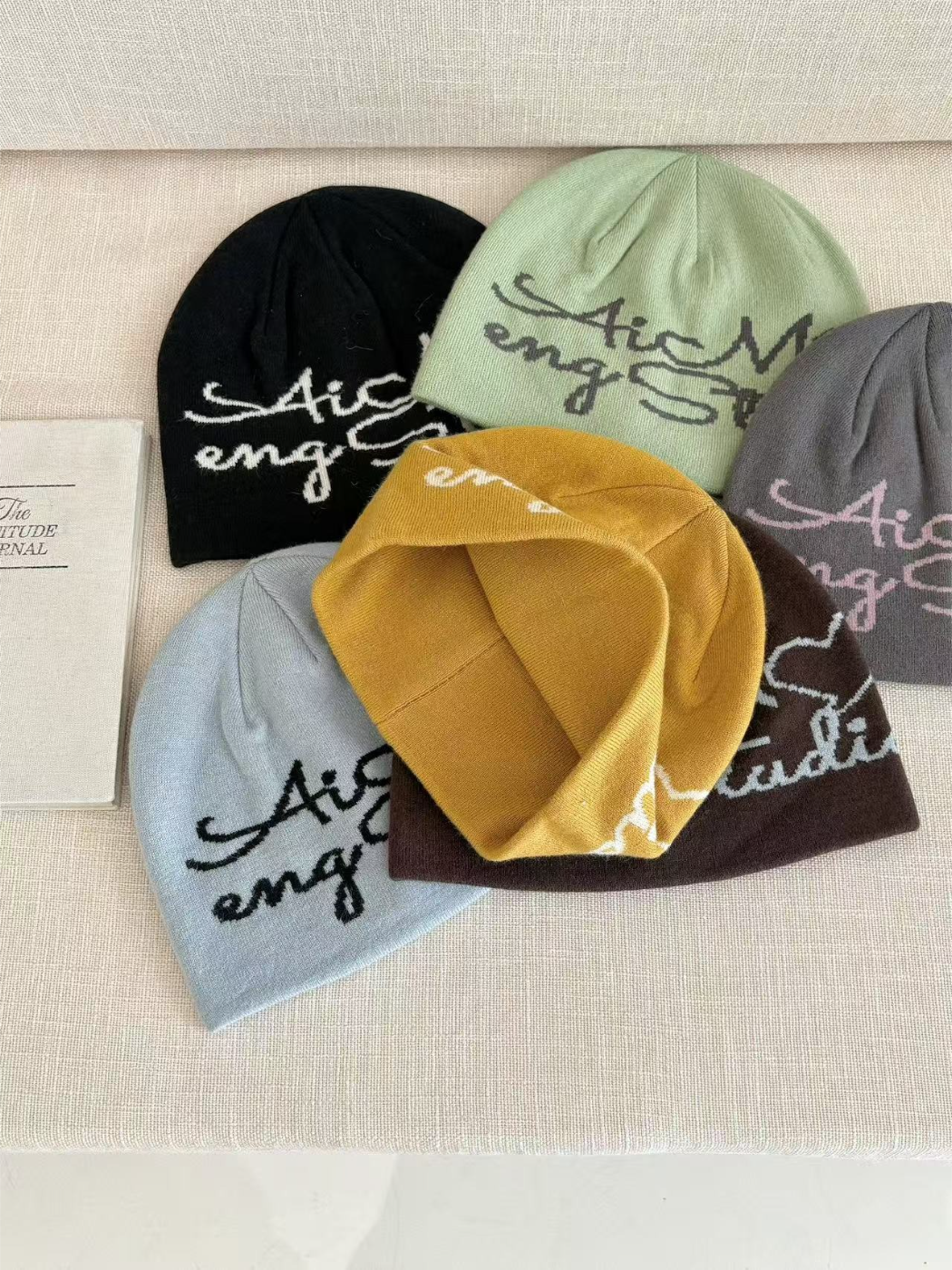 Haila - Script Letter Knit Beanie
