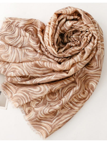 Scarvii - Classic Scarf & Shawl with Gold Foil Wavy Pattern